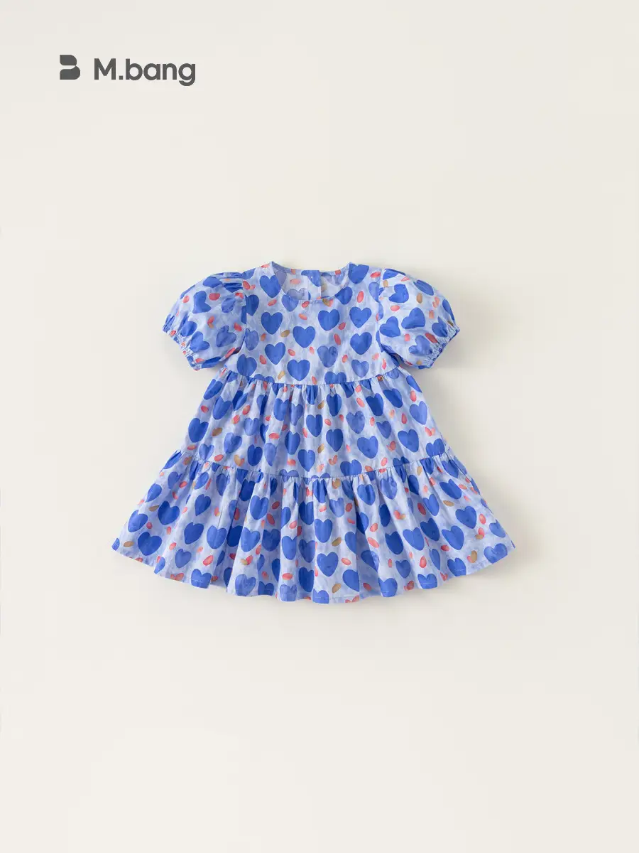 Korean Style Girls Summer Dress Heart Full Print - Image 5
