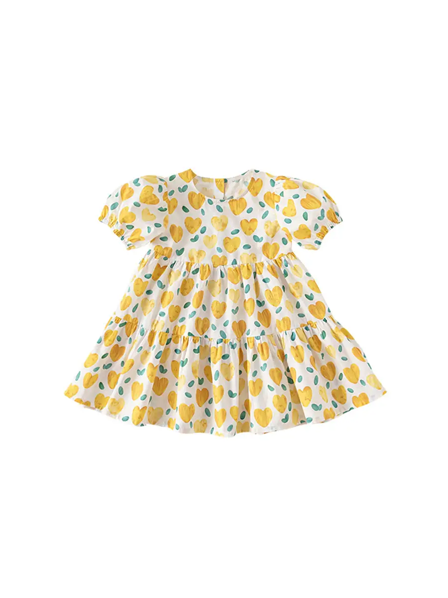 Korean Style Girls Summer Dress Heart Full Print - Image 6