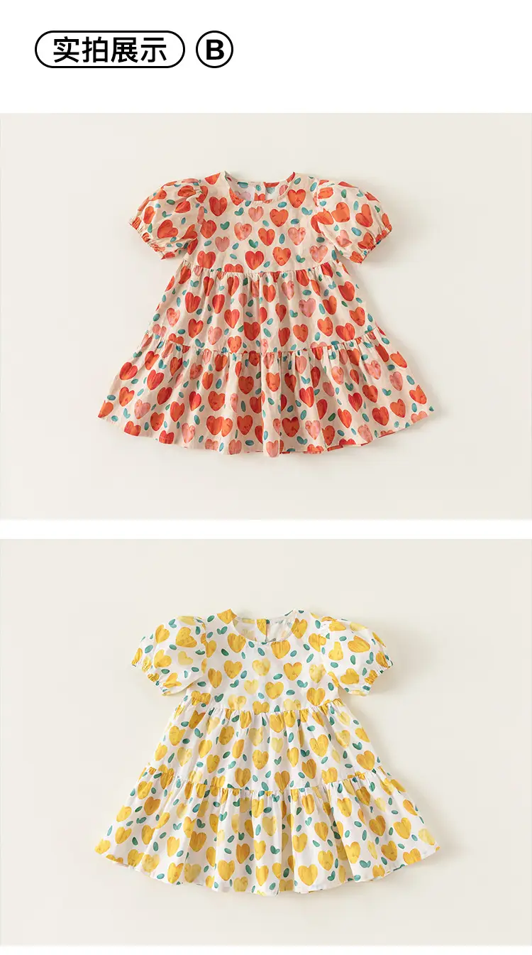 Korean Style Girls Summer Dress Heart Full Print — feature 8