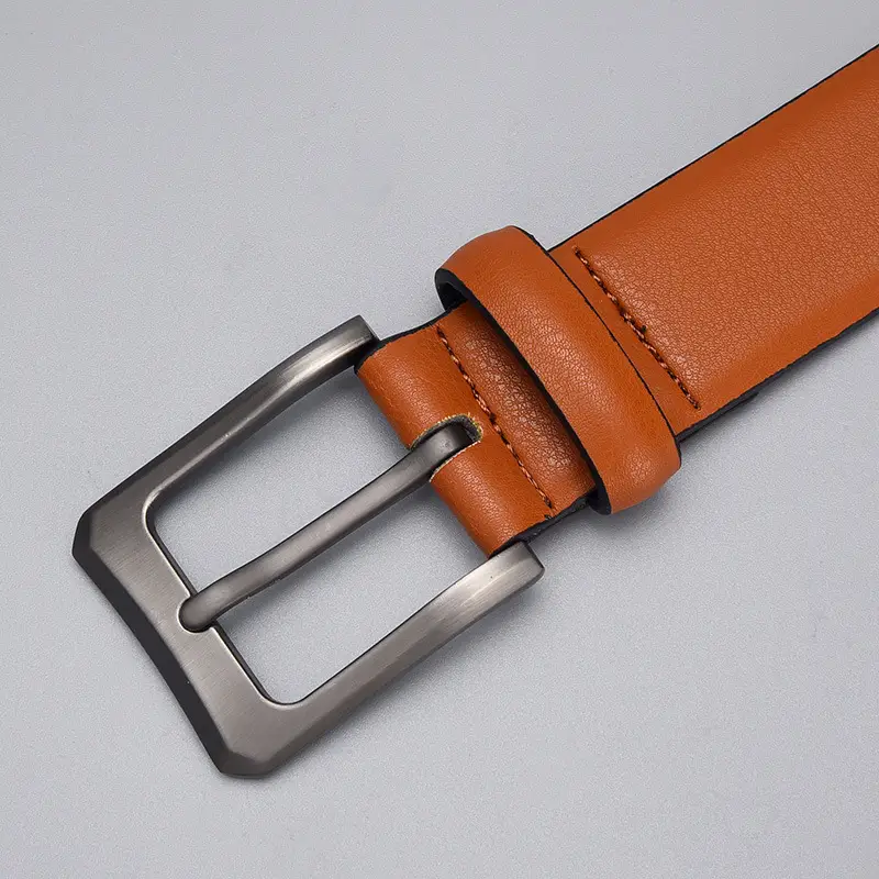 Men's Tan Leather Belt with Silver Buckle 2026 - Image 3