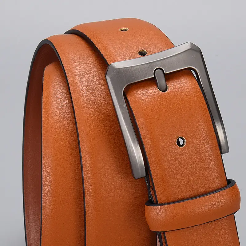 Men's Tan Leather Belt with Silver Buckle 2026 - Image 4