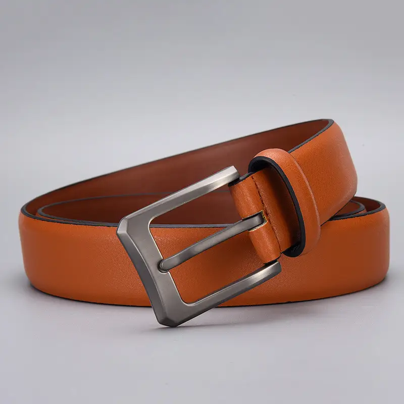 Men's Tan Leather Belt with Silver Buckle 2026 - Image 5