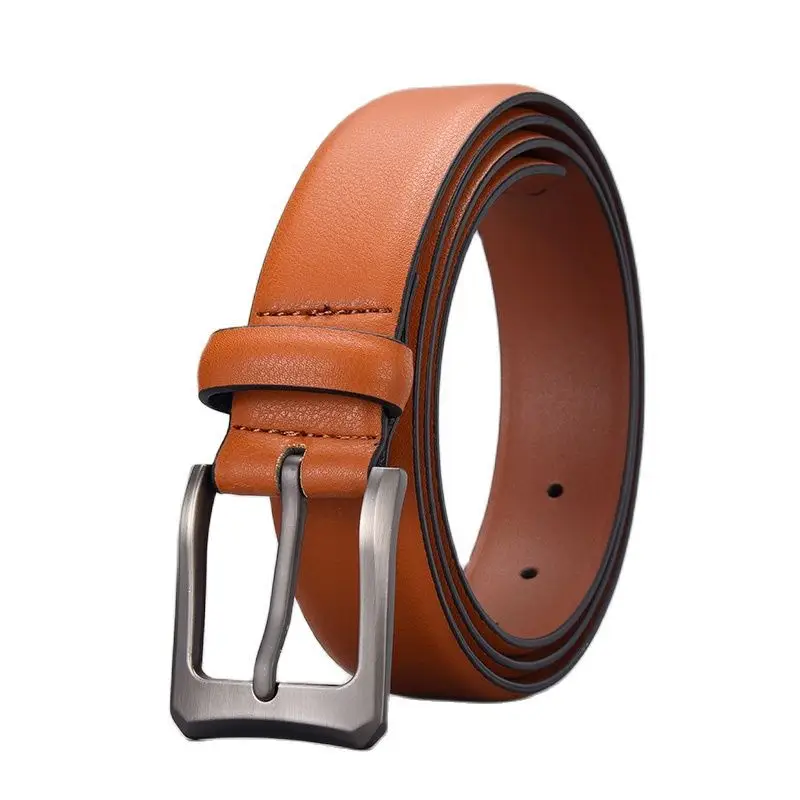Men's Tan Leather Belt with Silver Buckle 2026 - Image 6