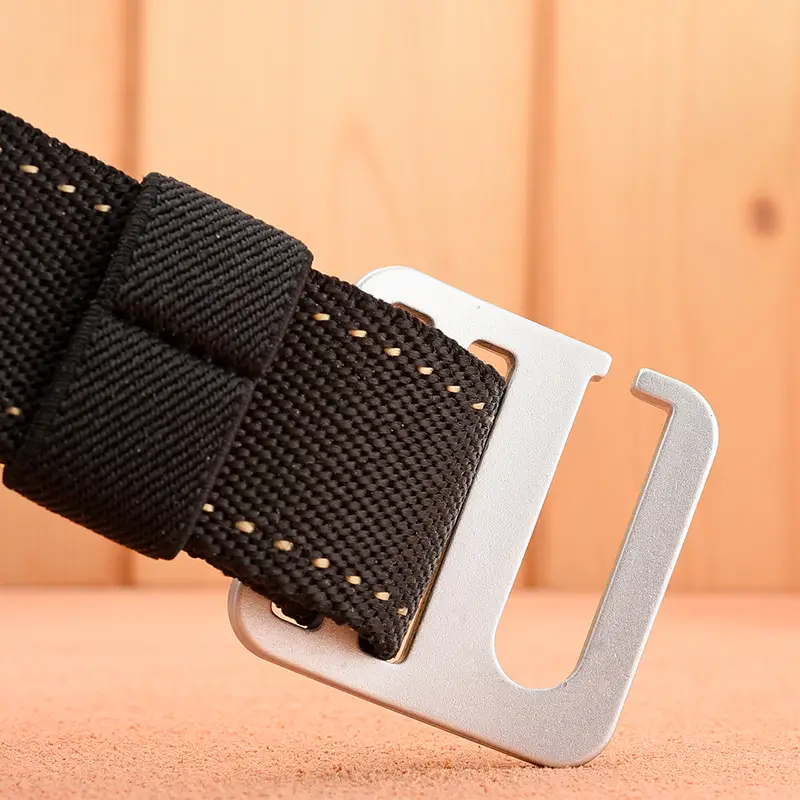 Men's Black Nylon Belt with Silver Buckle - Image 6