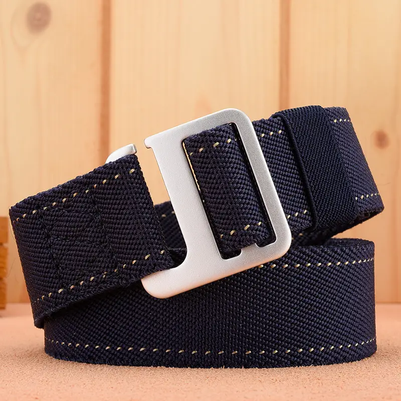 Men's Black Nylon Belt with Silver Buckle - Image 2