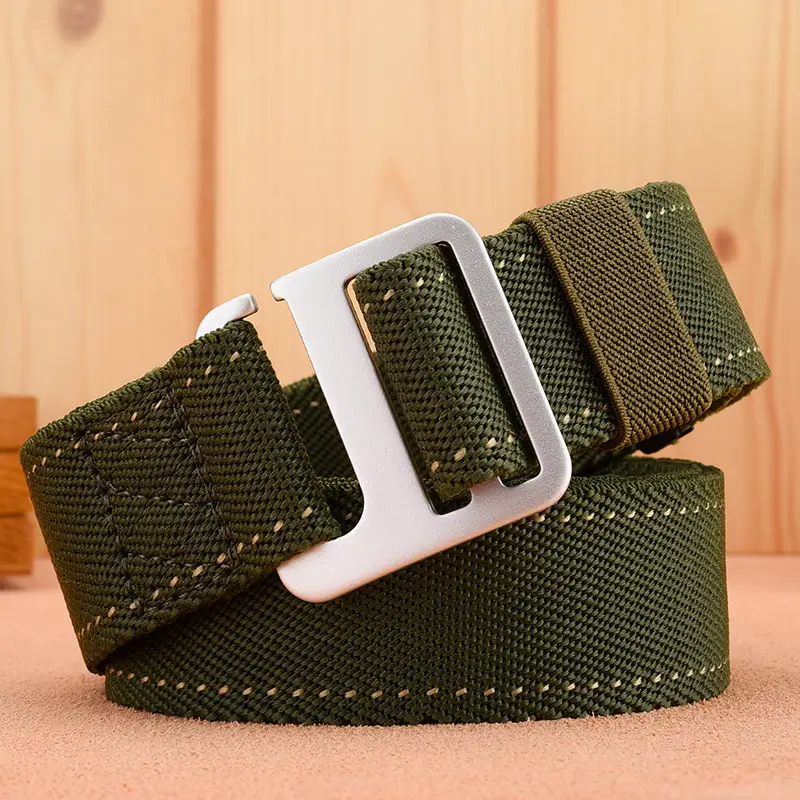 Men's Black Nylon Belt with Silver Buckle - Image 3