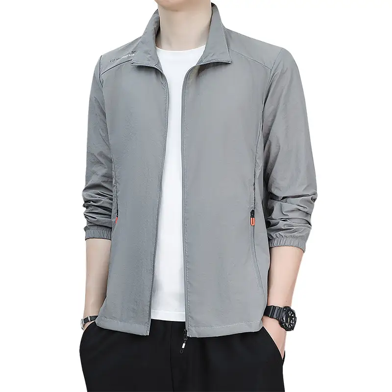 Men's Light Blue Sun Protection Jacket with Collar - Image 10