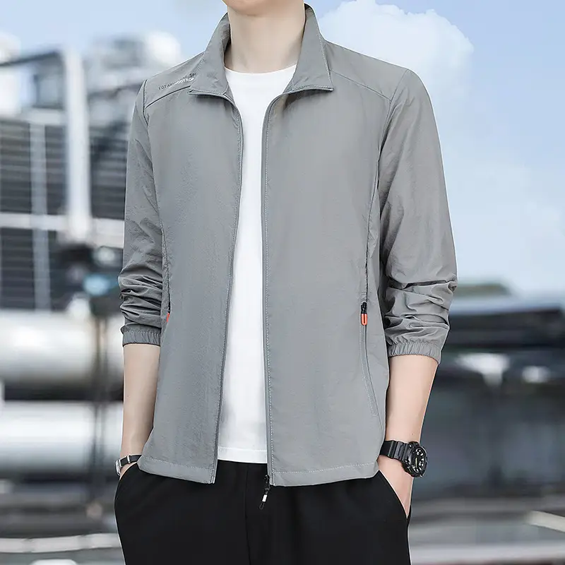 Men's Light Blue Sun Protection Jacket with Collar - Image 2