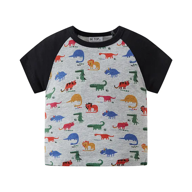 2025 Cartoon Dinosaur Kids Cotton Round Neck Shirt - Image 2