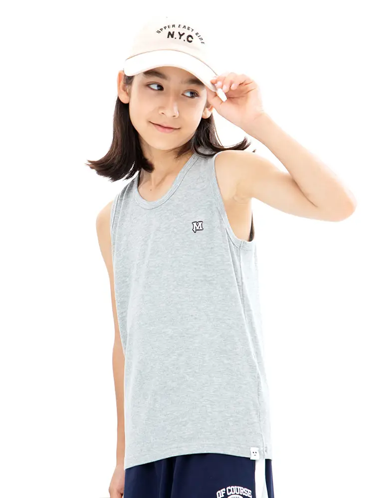Gray Sleeveless Sports Vest for Boys Middle to Big Kids - Image 4