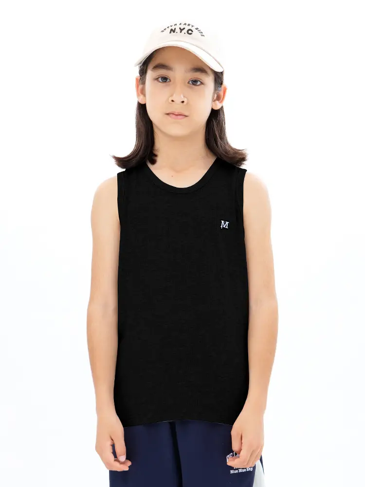 Gray Sleeveless Sports Vest for Boys Middle to Big Kids - Image 5