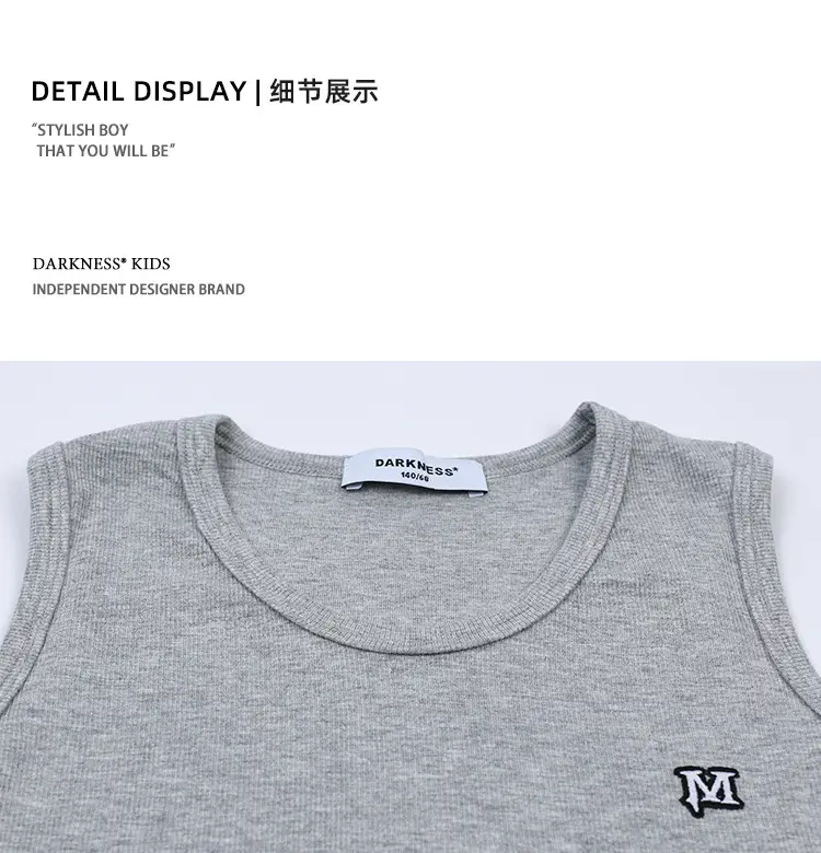 Gray Sleeveless Sports Vest for Boys Middle to Big Kids — feature 21