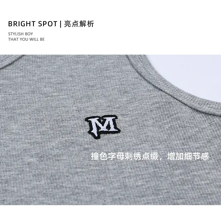 Gray Sleeveless Sports Vest for Boys Middle to Big Kids — feature 5