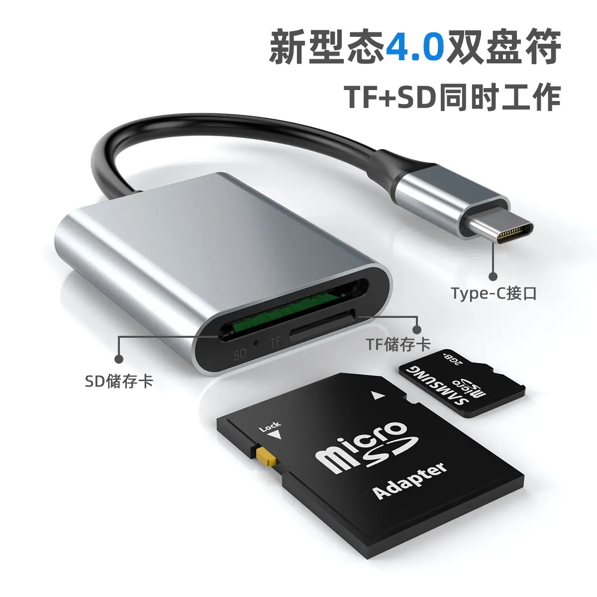 Type-C 2-Card Reader with SD4.0 TF Memory Card - Image 5