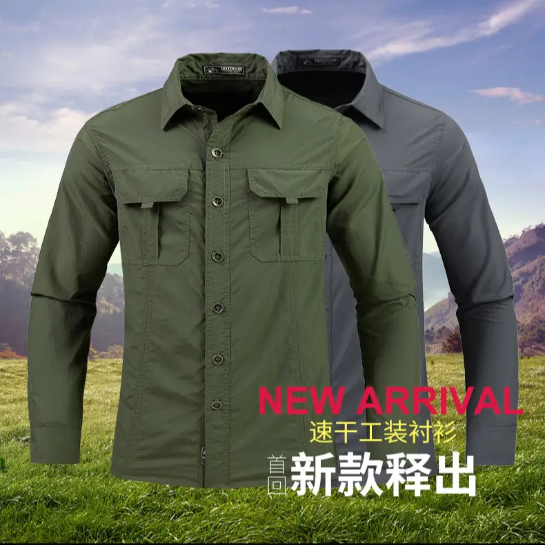Men's Blue Long Sleeve Button-Up Shirt Spring Summer - Image 8