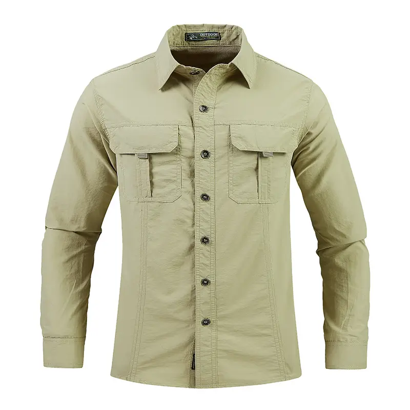 Men's Blue Long Sleeve Button-Up Shirt Spring Summer - Image 2