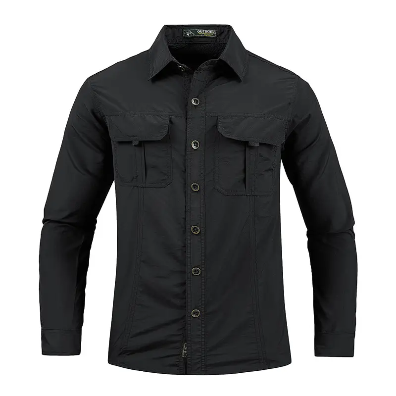 Men's Blue Long Sleeve Button-Up Shirt Spring Summer - Image 4