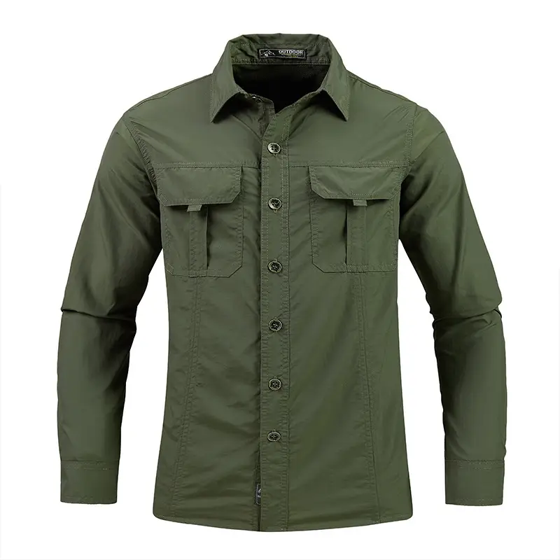 Men's Blue Long Sleeve Button-Up Shirt Spring Summer - Image 3