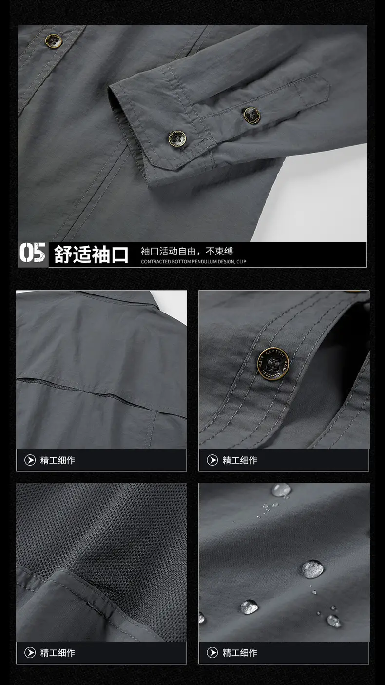 Men's Blue Long Sleeve Button-Up Shirt Spring Summer — feature 13