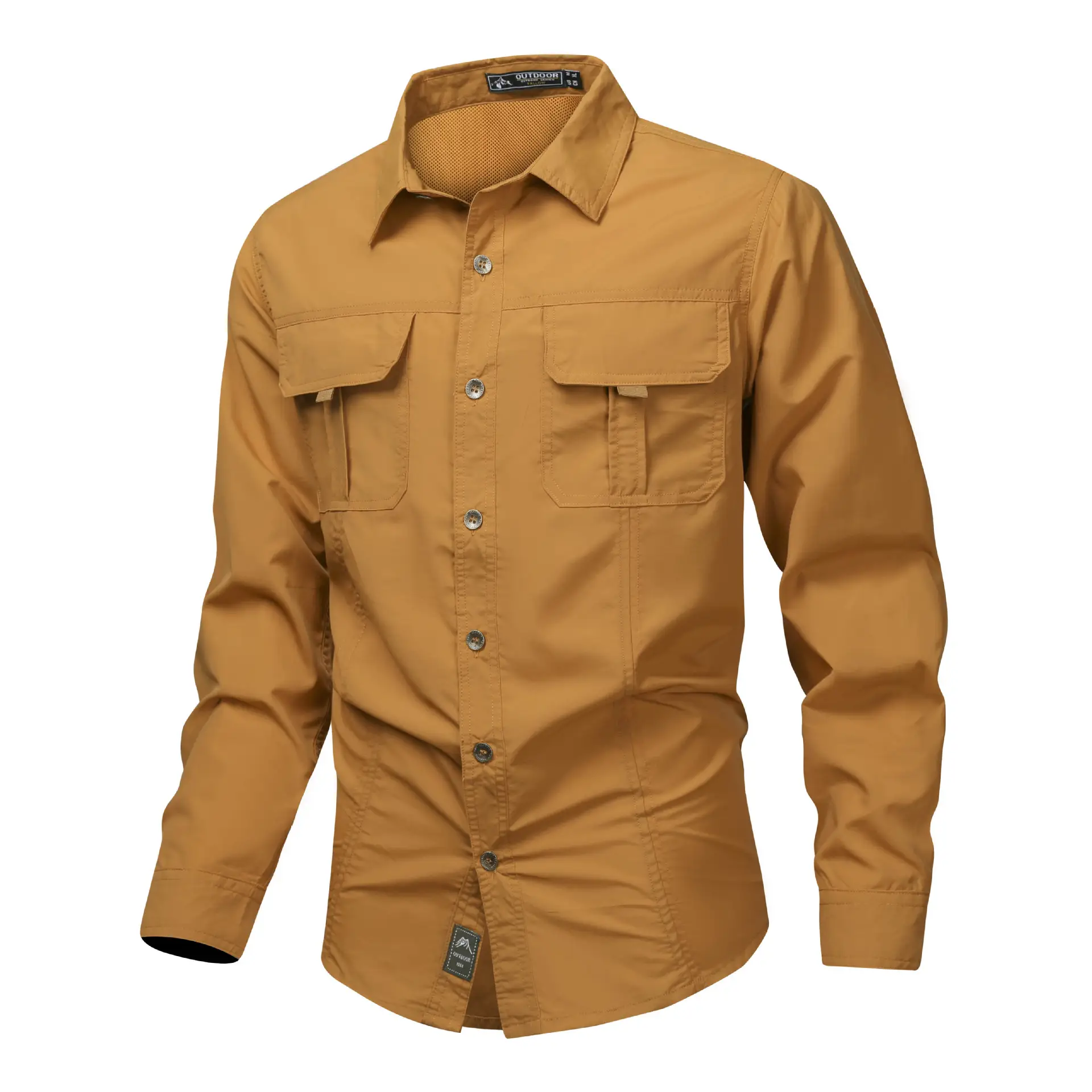 Men's Blue Long Sleeve Button-Up Shirt Spring Summer — feature 15