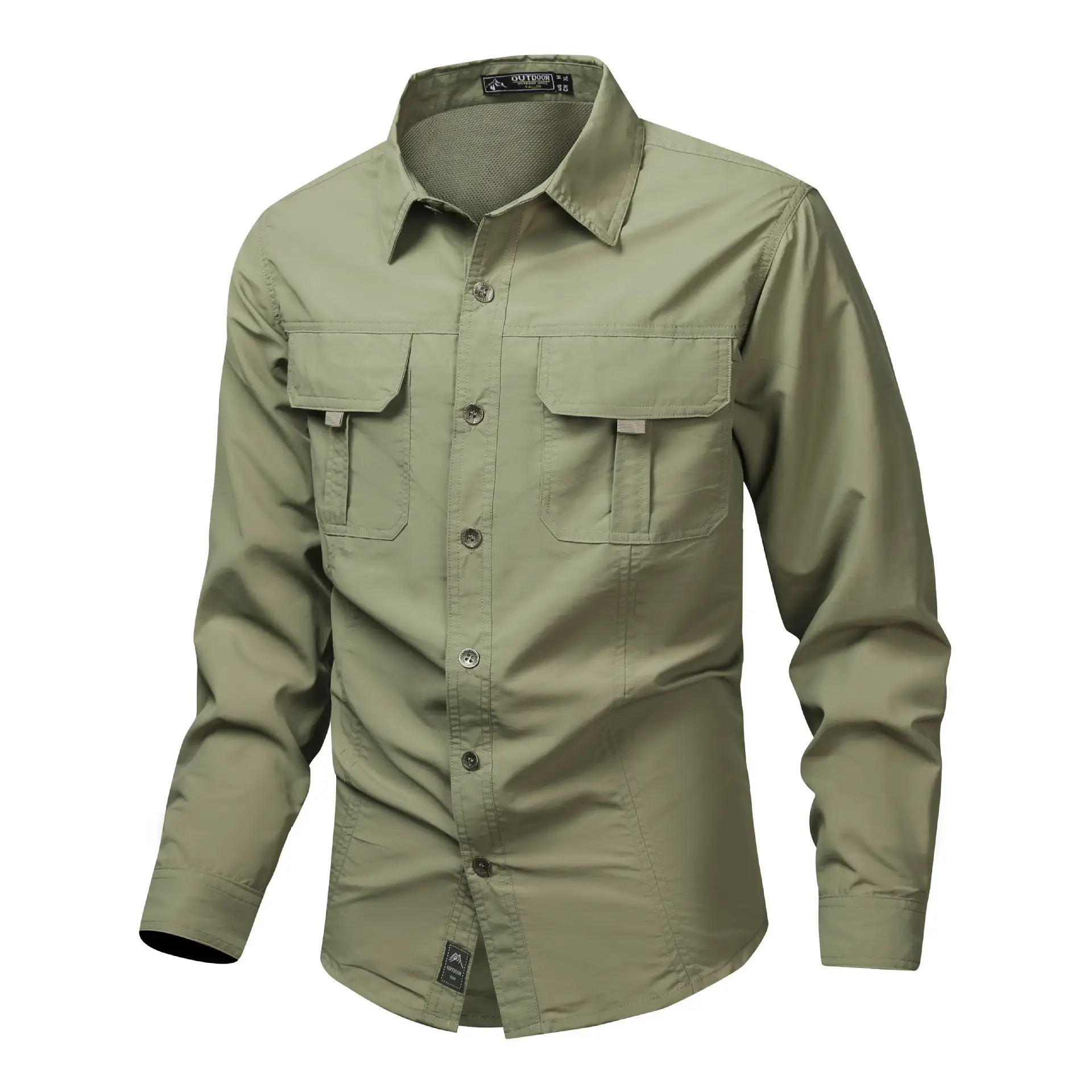 Men's Blue Long Sleeve Button-Up Shirt Spring Summer — feature 16