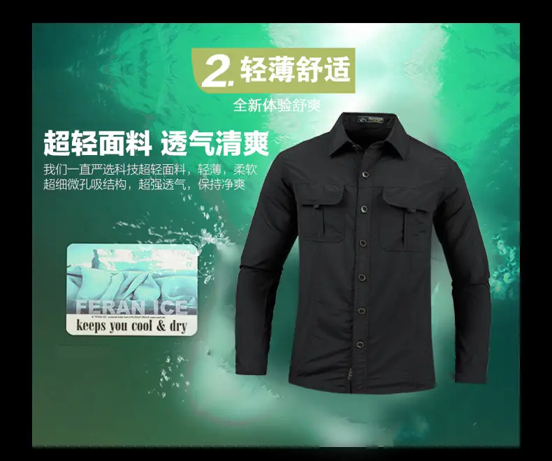 Men's Blue Long Sleeve Button-Up Shirt Spring Summer — feature 4