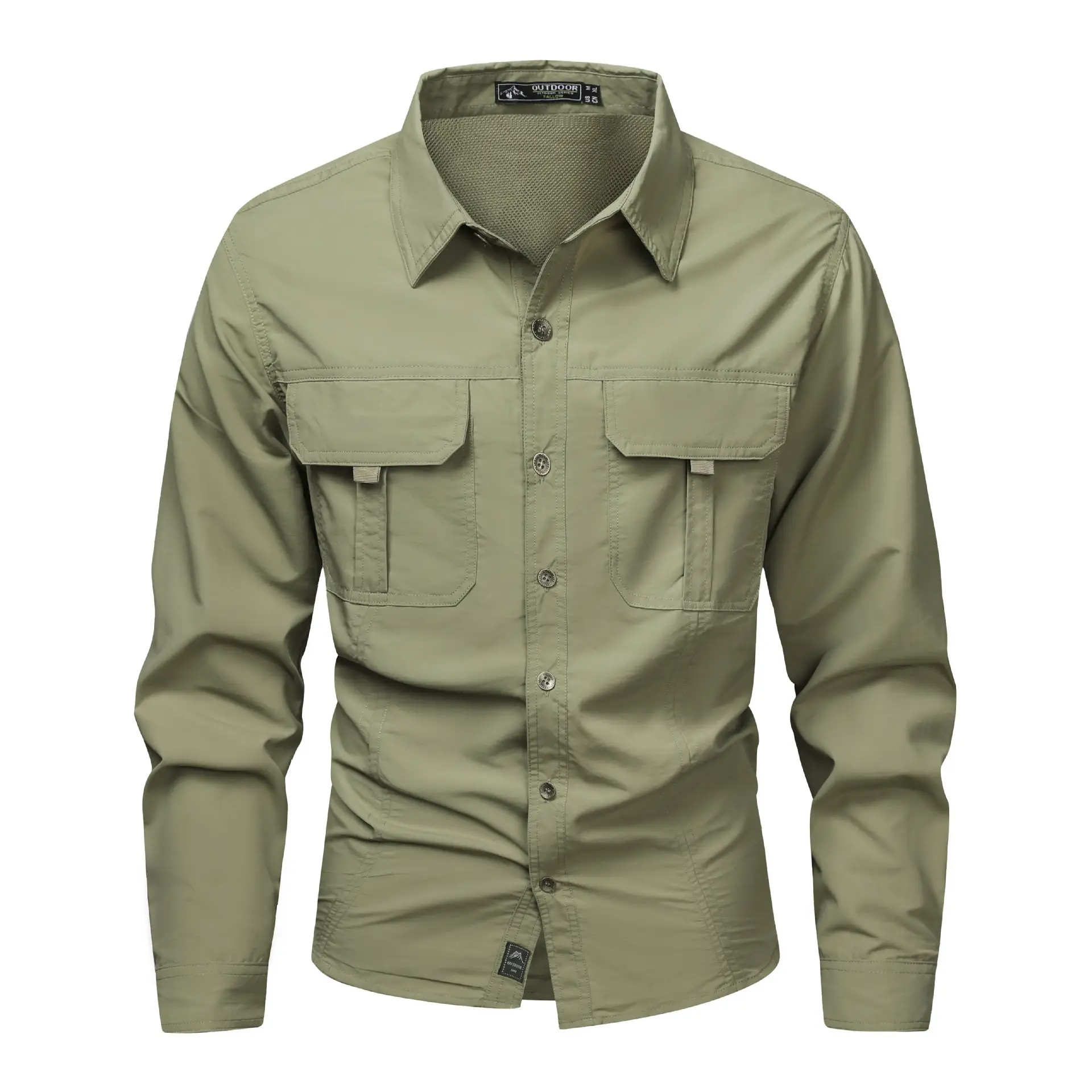 Men's Blue Long Sleeve Button-Up Shirt Spring Summer - Image 7