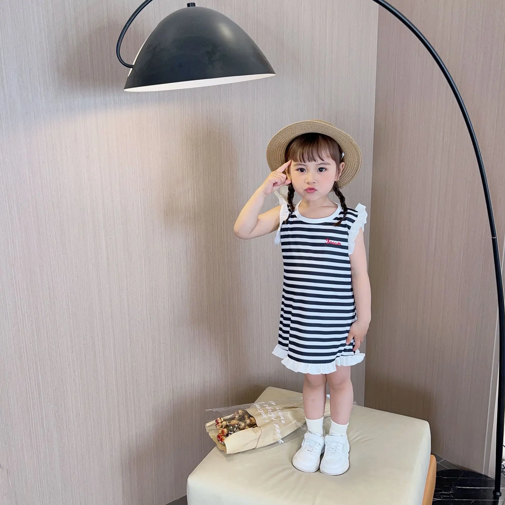 Summer Girls Striped Sleeveless Vest Dress Baby Casual Beach Dress — feature 18