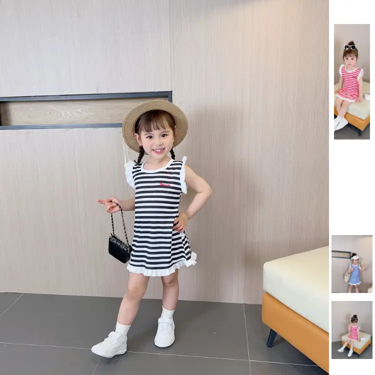 Summer Girls Striped Sleeveless Vest Dress Baby Casual Beach Dress — feature 19