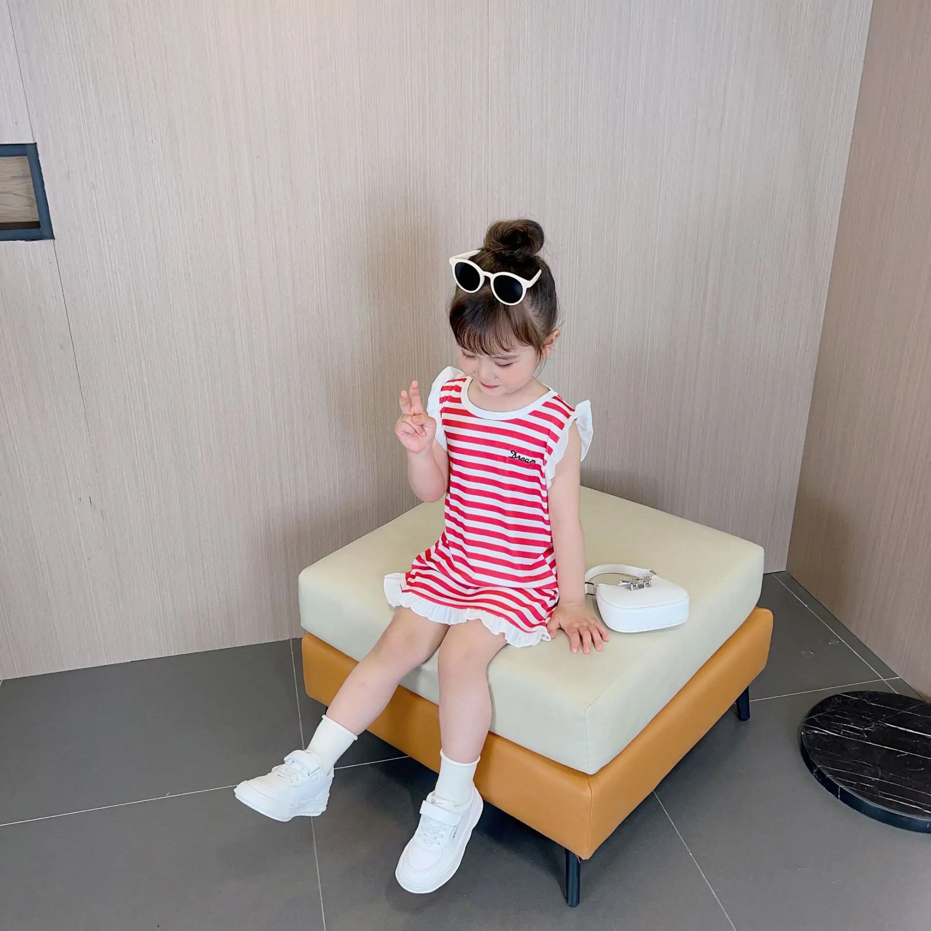 Summer Girls Striped Sleeveless Vest Dress Baby Casual Beach Dress — feature 6