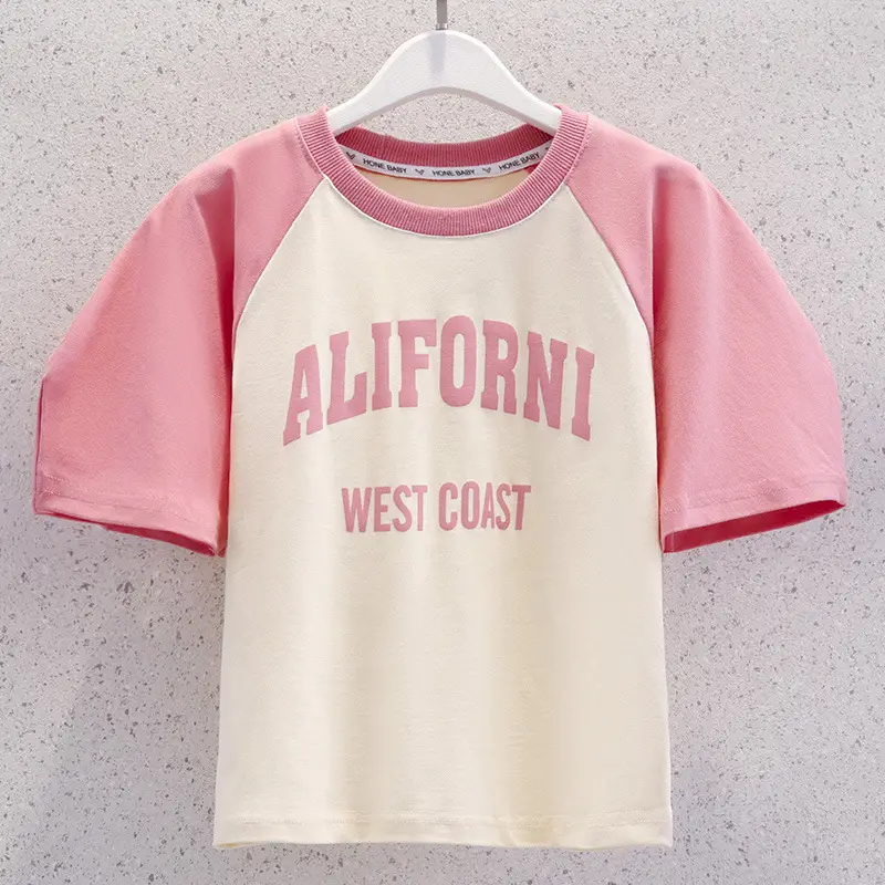 Girls' Pink Bow Skirt Set Summer Wear