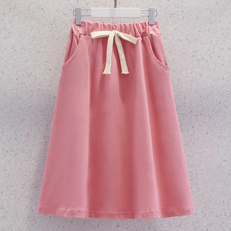 Girls' Pink Bow Skirt Set Summer Wear