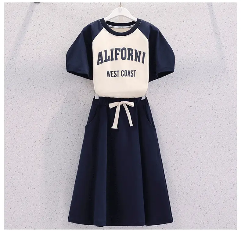 Girls' Pink Bow Skirt Set Summer Wear — feature 15