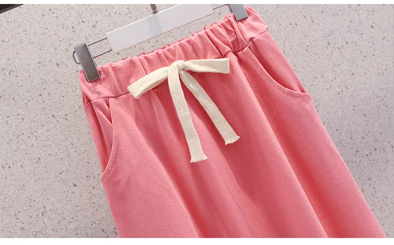 Girls' Pink Bow Skirt Set Summer Wear — feature 4
