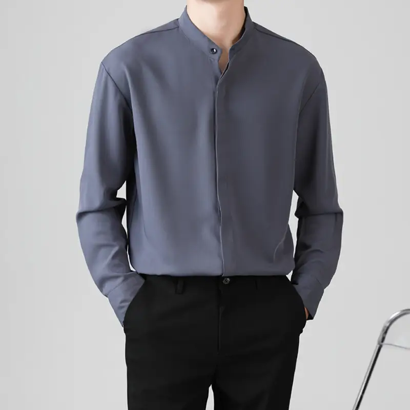 Men's Black Round Neck Long Sleeve Shirt - Image 3
