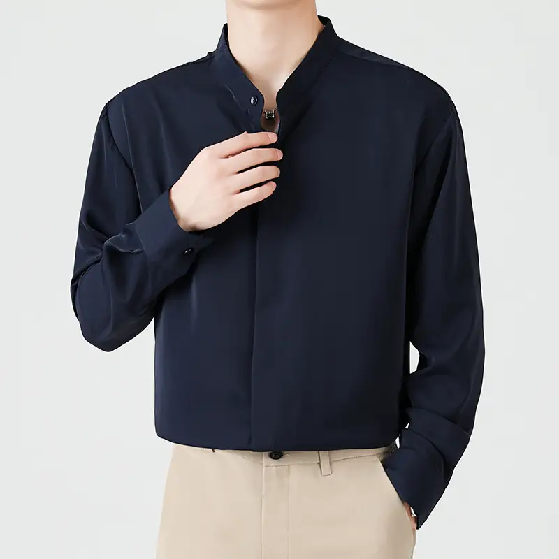 Men's Black Round Neck Long Sleeve Shirt - Image 4