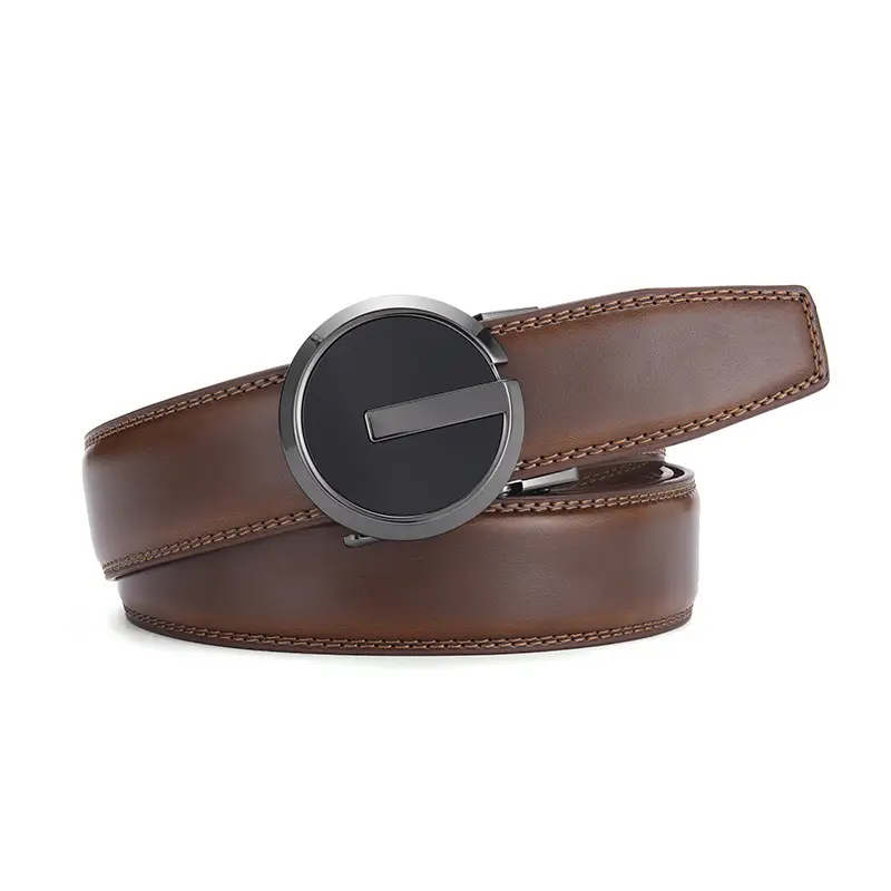 Men's Brown Genuine Leather Belt with Gold Buckle 3.5cm Gap β feature 12