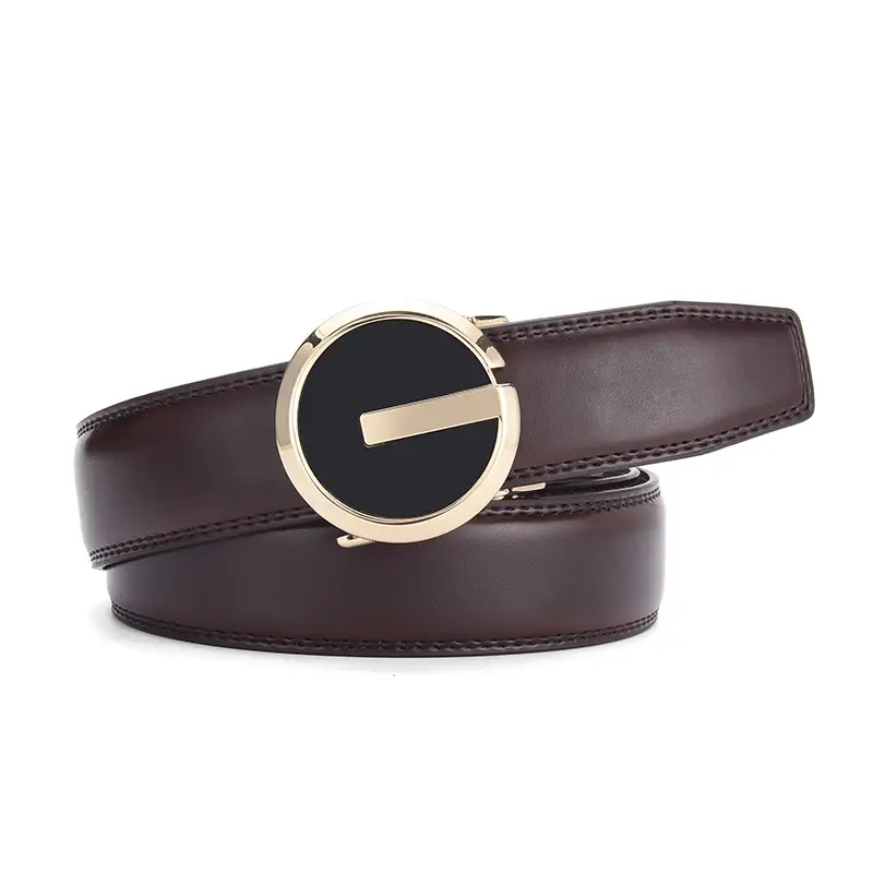Men's Brown Genuine Leather Belt with Gold Buckle 3.5cm Gap β feature 14