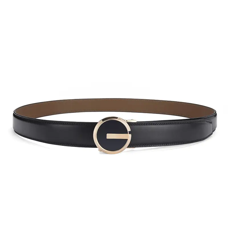 Men's Brown Genuine Leather Belt with Gold Buckle 3.5cm Gap β feature 15