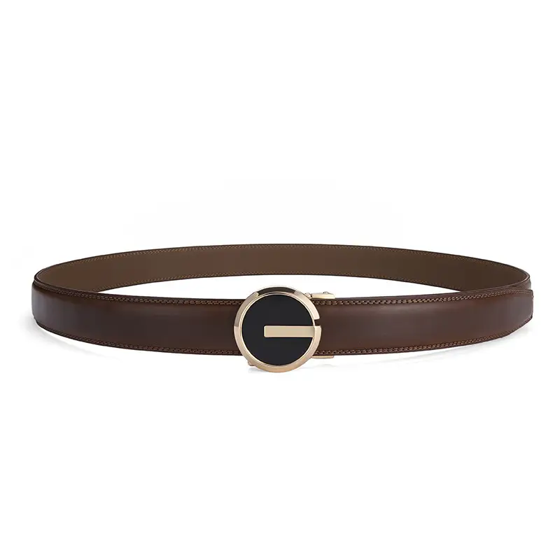 Men's Brown Genuine Leather Belt with Gold Buckle 3.5cm Gap β feature 17