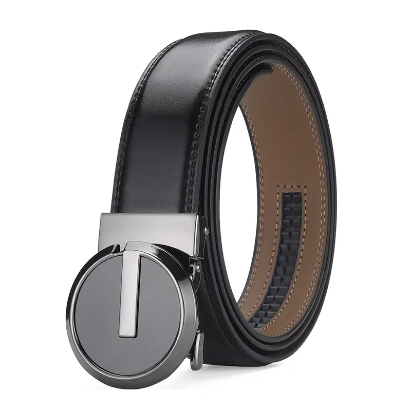 Men's Brown Genuine Leather Belt with Gold Buckle 3.5cm Gap β feature 2