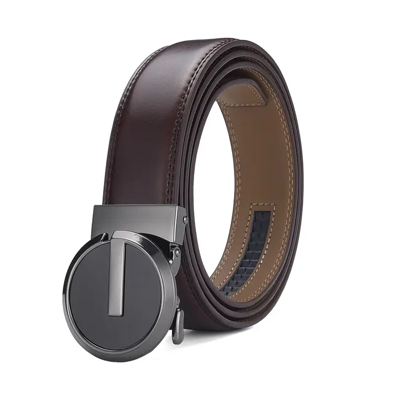 Men's Brown Genuine Leather Belt with Gold Buckle 3.5cm Gap β feature 6