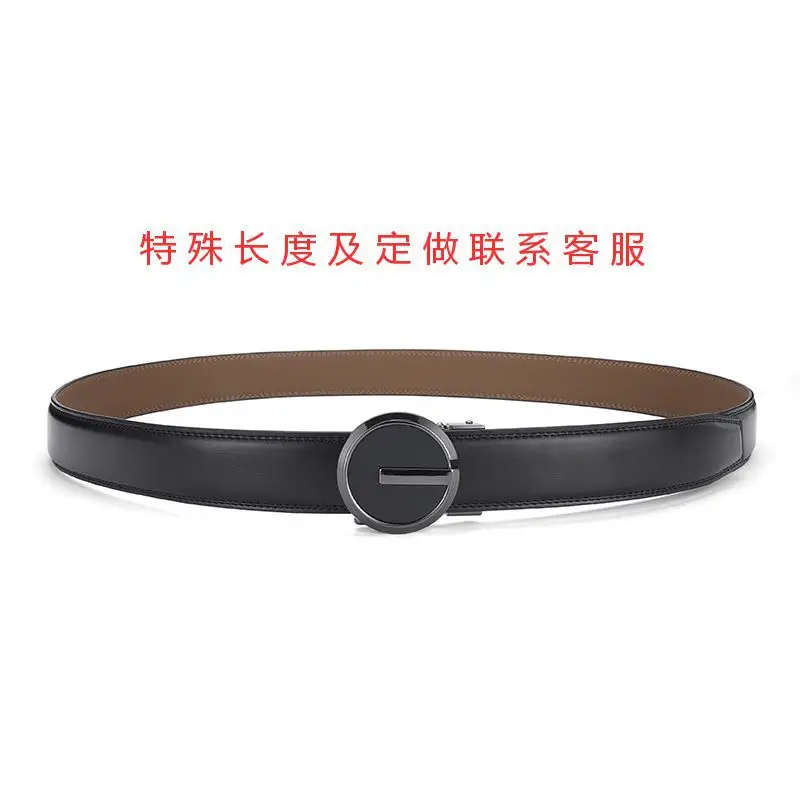 Men's Brown Genuine Leather Belt with Gold Buckle 3.5cm Gap - Image 7