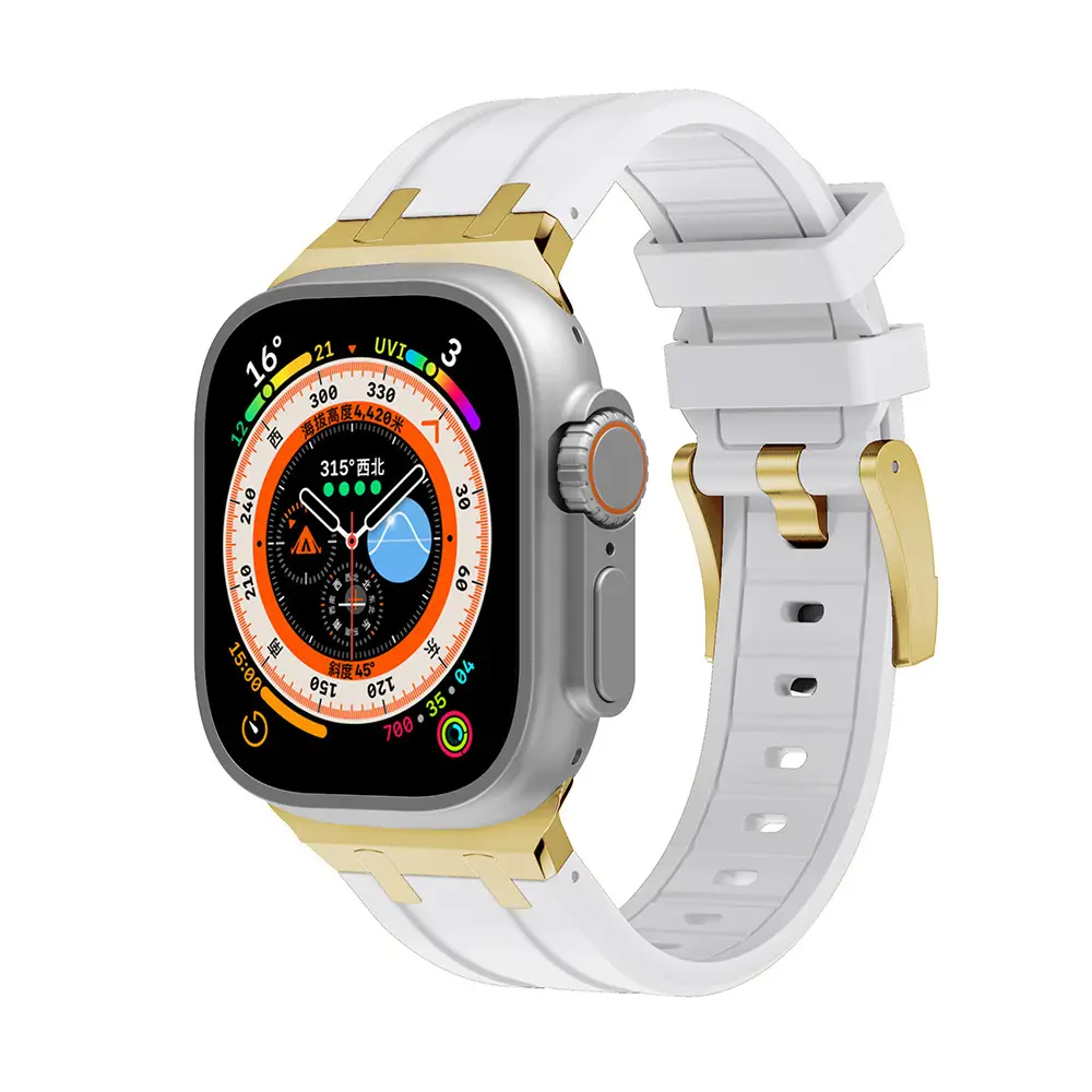 Apple Watch with Liquid Silicone Strap 49MM White - Image 11