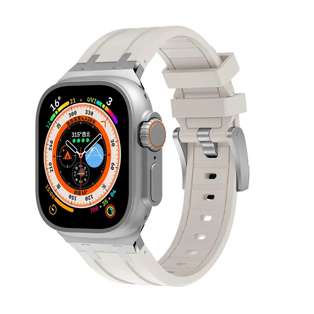 Apple Watch with Liquid Silicone Strap 49MM White - Image 27