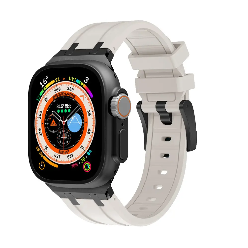 Apple Watch with Liquid Silicone Strap 49MM White - Image 28