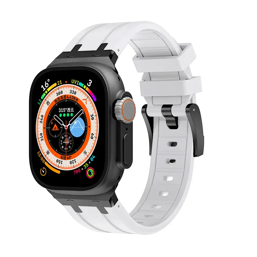 Apple Watch with Liquid Silicone Strap 49MM White - Image 6