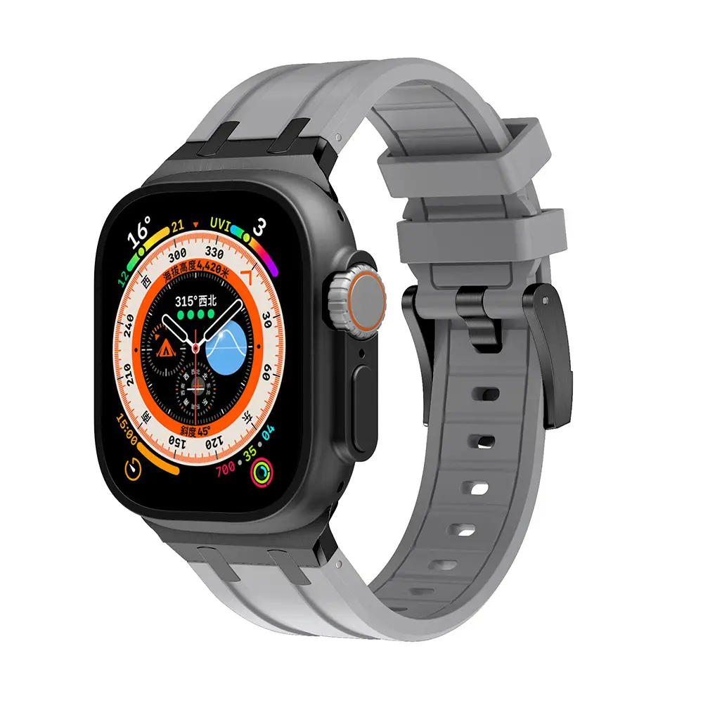 Apple Watch with Liquid Silicone Strap 49MM White - Image 7