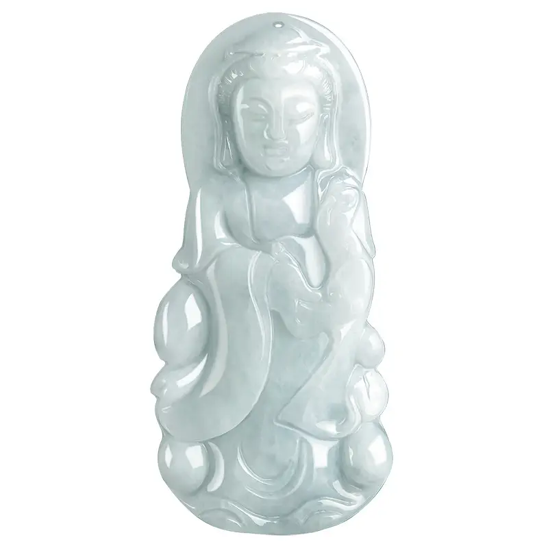 Natural Burma Jade Guanyin Pendant with Red Chain - Image 5