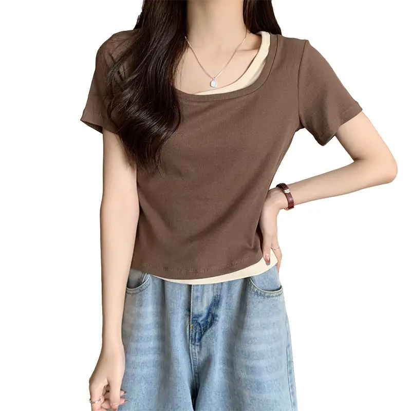 Women Square Collar T-Shirt Summer New Design